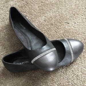 Maurices flats, Size 9, pewter w/rhinestones